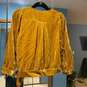 Madewell Mustard Velvet wrap top